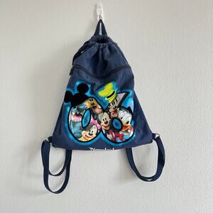Vintage Y2K Disneyland Resort Navy Blue 2006 Canvas Drawstring Backpack